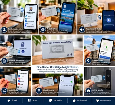 Productafbeelding van 1 stuk transparante, exclusieve, digitale NFC-Ntag213 visitekaart, AI-gegenereerde afbeelding