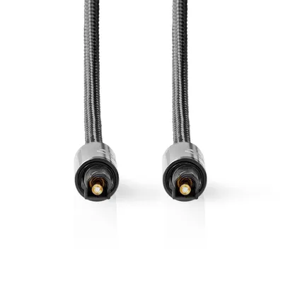 Zdjęcie produktu dla Nedis Optyczny kabel audio - Toslink męski - Toslink męski - 1,00 m - Okrągły - Bawełna - Szary metal - Opakowanie z okienkiem