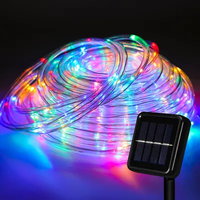 Productafbeelding van Vigevee Solar LED-lichtketting, geschikt voor buiten, tuin, balkon, terras, met zonnepaneel en grondpen, 30 meter, multicolor