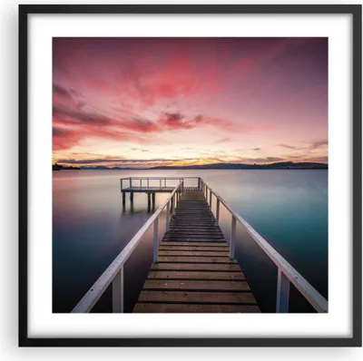 Produktbild von Gerahmtes Poster - Schwarzer Rahmen - Brücke Rosa Himmel - 50x50 cm - Wand Bild - Wanddeko - Wandbilder - Kunstposter - Wandposter - Bilderrahmen - Bilder - Kunstdruck - P2BAC50x50-4795