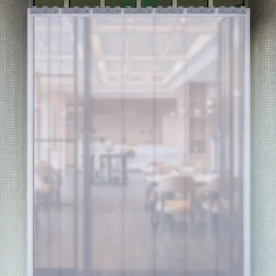Obrázok produktu pre 7x záves z PVC, záves na dvere do chladiarne, 18 cm x 2 m, priesvitný, vrátane závesnej súpravy, tepelná a chladová izolácia