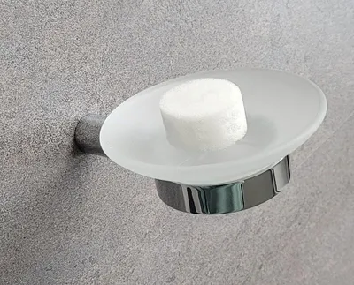 Produktbild von Bad Seifenschale Milchglas mit Wandhalter verchromt Messing Wandmontage Mindora