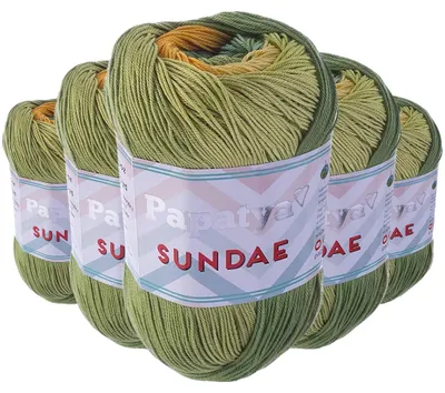 Papatya Sundae Strickgarn 5x100g – Farbvariante mehrfarbig 10 – Selbstmusterndes Farbverlaufsgarn.