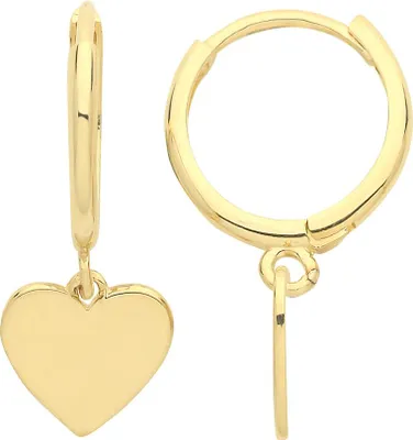 Produktbild von Schöne 9 Karat (375) Gold Herz Damen - Paar Ohrringe - 19mm*7mm; TRS26505