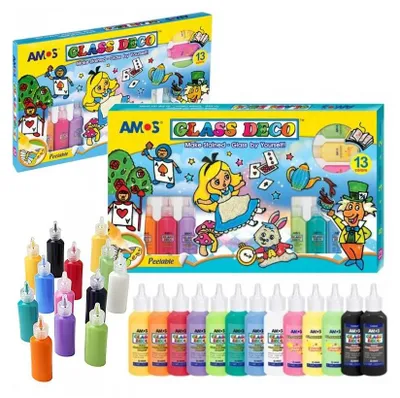 Produktbild von Buntglasfarben 22 ml x 13 Farben Amos GD22P13