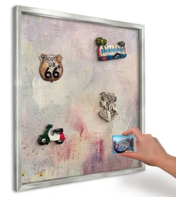 Produktbild von Magnettafel 50x50 cm in einem silbernen Rahmen - Magnetische Metalltafel, Magnetpinnwand zur Wandmontage für Wohnzimmer, Küche, Flur, Kinderzimmer und Büro - Pastellabstraktion
