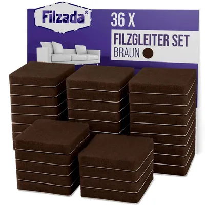 Produktbild von 36x Filzgleiter Selbstklebend Eckig 25x25mm Filz Möbelgleiter Quadrat