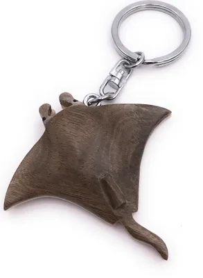 Immagine prodotto di Onwomania portachiavi in legno ray flatfish pesce subacqueo animale pesce cartilagineo ciondolo fascino