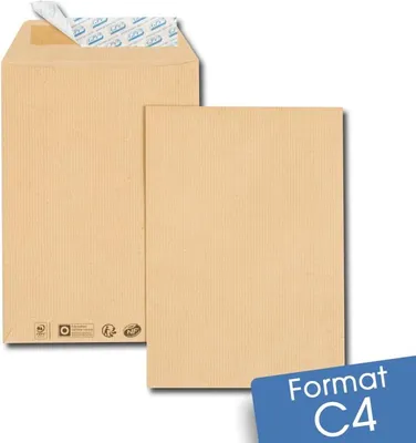 Image de Lot de 250 enveloppes kraft brun c4 auto-adhésives