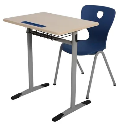 Produktbild von Schulset Modern Ergonomisch Grau Schultisch Blau Stuhl Einzeltisch