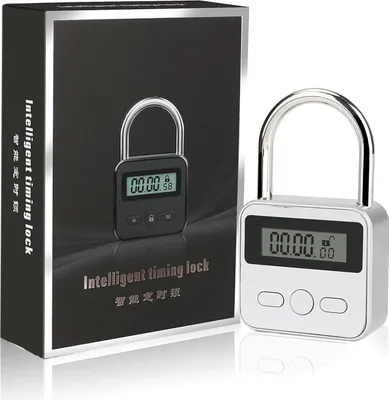 Produktbild von Smart Time Lock, max. 99 Stunden Zeitschloss mit LCD-Display, wiederaufladbares USB-Sicherheitsvorhängeschloss, robustes elektronisches Zeitschloss aus Metall (Silber)
