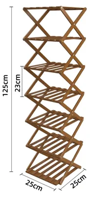 Produktbild von Schmales vertikales Schuhregal - Schuhständer 7 Ebenen - Tragbar - Faltbar - Platzsparend für Flur Schlafzimmer kleine Räume - Braun