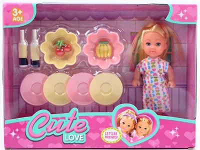 Produktbild von Mini Puppe 12cm mit Langen Haaren - Bewegliche Gelenkpuppe mit Zubehör - Geschenk für Mädchen