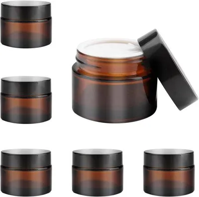 Produktbild von 50 ml braune Glasfläschchen für kosmetische Cremes und Lotionen