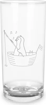 Produktbild von Mr. & Mrs. Panda Glas Pinguin Angelboot 400 ml - Transparent - Geschenk, Trennung, Genießen, Tumbler, Wasserbecher, Angeln, Optimistisch, Wasserglas, Boot, Longdrinkglas