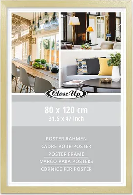 A collage of interior design images and product information for a poster frame.
