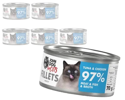 Zdjęcie produktu dla John Dog for Cats Mokra Karma Dla Dorosłych Kotów Tuńczyk Z Kurczakiem 6x70g