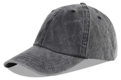 Productafbeelding van Baseballpet, 100% katoen, voor dames en heren, gewassen denim, verstelbaar, zwart, maat L