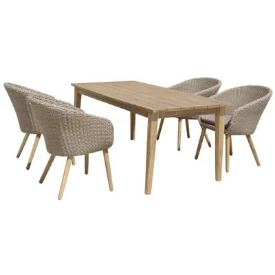 Produktbild von Garden Pleasure Sitzgruppe Visalia taupe, braun Kunststoff, Holz, 5-teilig