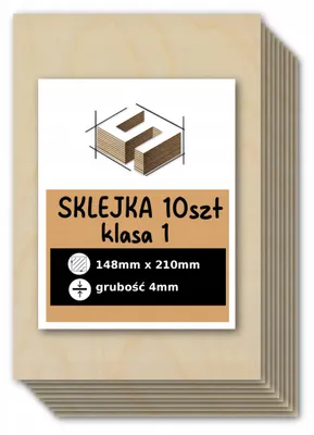 Zdjęcie produktu dla 10x Sklejka brzozowa A5 148 x 210 x 4 mm, klasa 1/2 - laser, CNC, grawerowanie, modelarstwo i DIY