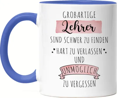 Produktbild von Großartige Lehrer Sind Schwer Zu Finden Tasse Blau Dankeschön Geschenk Hart Zu Vergessen
