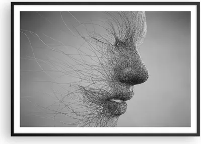 Produktbild von Gerahmtes Poster - Schwarzer Rahmen - Gesicht Grafiken Fäden - 100x70 cm - Wand Bild - Wanddeko - Wandbilder - Wandposter - Bilderrahmen - Bilder - Kunstdruck - Wandbild - P2BAA100x70-4324