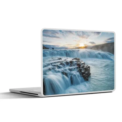 Produktbild von MuchoWow® Laptop Aufkleber Sticker Cover Wasserfall - Wasser - Steine - Sonne - Natur 40x30 cm - Laptop Dekoration - Selbstklebend