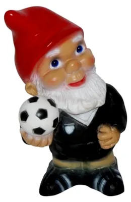 Produktbild von Gartenzwerg Schiedsrichter Fußball klein 17 cm Gartendekoration Dekofigur Zwerg aus Kunststoff