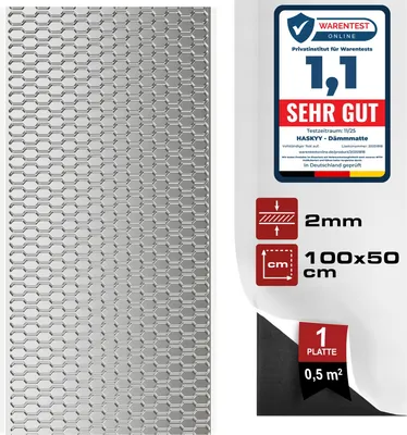 Produktbild von HASKYY Dämmmatte Alubutyl Platte Schalldämmung selbstklebend 1000x500mm 2mm Dicke