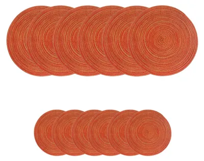Image de Ensemble de 6 sets de dessous de plat et de sous-verres ronds en coton, résistants à la chaleur