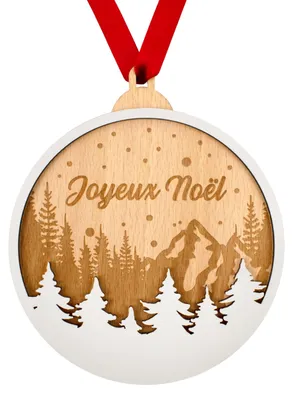 Holz-Weihnachtskugel „Merry Christmas“ handgefertigt 10 cm