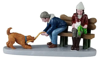 Productafbeelding van Playful Pups 12x5x20 cm Kerstdorp LEMAX