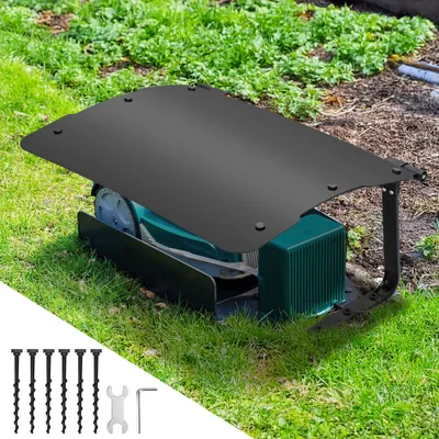 Produktbild von Bettizia Rasenmäher Garage Klappbare Überdachung für Mähroboter Carport 73x57x40cm Schwarz Dach Stahlrahmen Metall Pulverbeschichtet