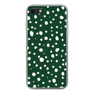 Produktbild von MuchoWow® Handyhülle Schutzhülle Hülle für iPhone 8 Polka dots - Weiß - Grün Silikon Softcase Handy Hülle - Schutzhaube