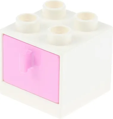 Produktbild von 1x Lego Duplo Möbel Schrank 2x2x1 1/2 weiß Schublade hell pink 4891 4890