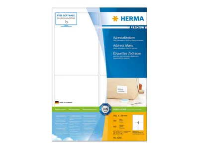 Obrázok produktu pre Adresné štítky HERMA Premium A4 99,1x139 mm biely matný papier 400 ks.