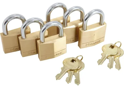Image de Master Lock 140Eursix Lot De 6 Cadenas À Clé En Laiton, Doré, 6 X 4 X 1,3 Cm