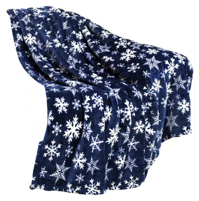 Produktbild von Weihnachtsflanelldecke mit Schneeflockenmuster, warme Plüschdecke, Hüttendecke für Couch, Sofa, Bett, Büro, Weihnachtsdekoration