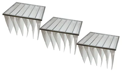Produktbild von vhbw 3x Taschenfilter für Klima- und Lüftungsanlagen - Filter G4, 59,2 x 59,2 x 36 cm Weiß