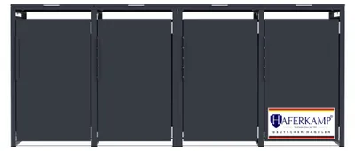Produktbild von Mülltonnenbox 4er KUBUS | HxBxT 116x264x80 cm | für 4x 240-Liter-Tonnen | Verzinkter Stahl | Anthrazit