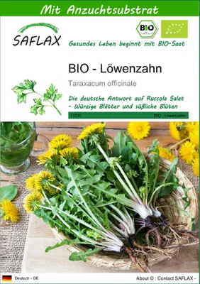 Produktbild von SAFLAX - BIO - Löwenzahn - Taraxacum officinale - 400 Samen - Mit keimfreiem Anzuchtsubstrat