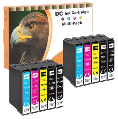 Produktbild von D&C T1295 Druckerpatronen kompatibel für Epson 129XL T1291 T1292 T1293 T1294 für Workforce WF-3520 WF-3540 WF-7525 WF-7515 Stylus SX-235W SX-425W SX-440W SX-445W SX-535W Office BX-630 (10-Pack)