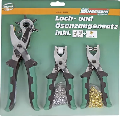 Zdjęcie produktu dla Zestaw szczypiec do dziurkowania i oczkowania BRÜDER MANNESMANN, 128 elementów