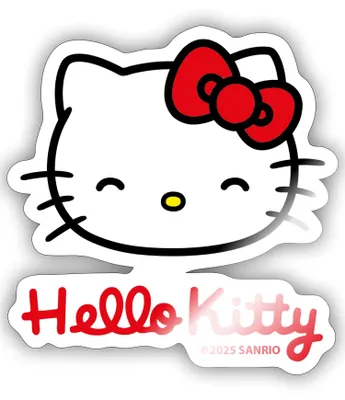 Produktbild von Spreadshirt Hello Kitty Lächelnd Mit Schriftzug Sticker Aufkleber, 10 x 10 cm, Weiß glänzend
