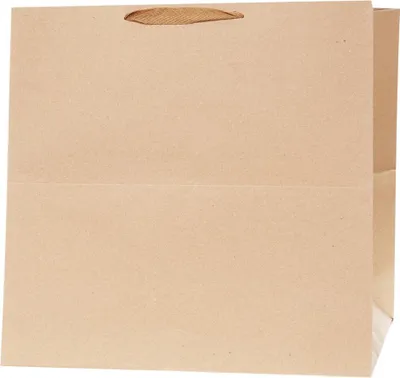 Produktbild von Papiertüten Q2 aus Kraftpapier, 19x19x19 cm, 210 g/m², mit stabilem Boden und Textilbandgriffen