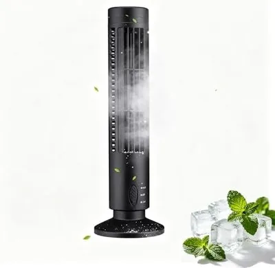 Produktbild von Tragbarer Luftkühler, USB-Turmventilator, Zirkulierender Luftstrom, Flügellose, Zwei Geschwindigkeitseinstellungen, Standventilator, Kompakte & Elegante Oszillierende, Dichtes Sicherheitsnetz (black)