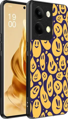 Produktbild von Smartphonica Telefon Fall geeignet für Oppo Reno 9 Pro Plus mit Smiley-Druck - TPU zurück Abdeckung Fall Emoji Design - lila gelb