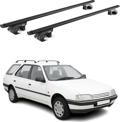 Image de Barres de toit transversales pour Peugeot 405 Break 1988-1997 Alu Noir 2x ABE