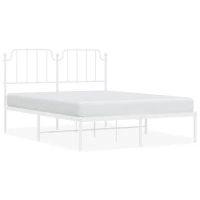 Image de vidaXL Cadre de lit avec tête de lit en métal blanc 135x190 cm