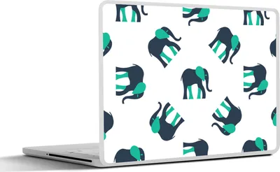 Produktbild von MuchoWow® Laptop Aufkleber Sticker Cover Elefant - Muster - Grün 25x18 cm - Laptop-Deko